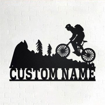 Personalized Metal Monogram Sign, Mountain Bike Metal Wall Art, Mountain Bike Name Sign, Mountain Bike Home Decor