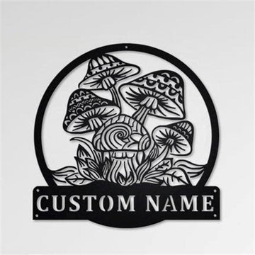 Personalized Metal Monogram Sign, Mushrooms Monogram Metal Wall Decor, Mushrooms Metal Sign, Office Wall Art, Housewarming Outdoor Metal