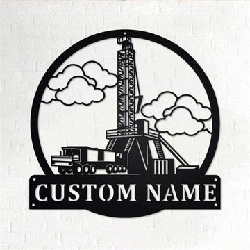 Personalized Metal Monogram Sign, Oil Drilling Truck Metal Wall Art, Oil Drilling Truck Name Sign, Oil Drilling Home Decor