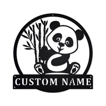 Personalized Metal Monogram Sign, Panda Bear Metal Sign, Panda Bear Metal Wall Art, Panda Bear Metal Wall Decor, Panda Bear Lover Gift