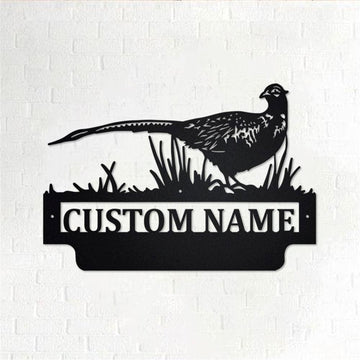 Personalized Metal Monogram Sign, Pheasant Metal Wall Art, Pheasant Name Sign, Pheasant Home Decor