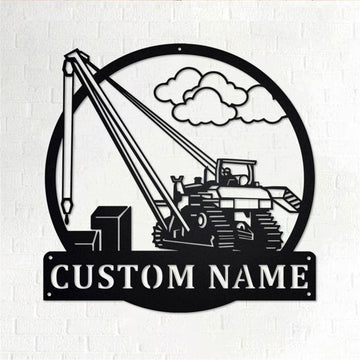 Personalized Metal Monogram Sign, Pipelayer With Operator Metal Wall Art, Pipelayer Truck Name Sign, Pipelayer Home Decor