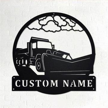 Personalized Metal Monogram Sign, Plow Truck Metal Wall Art, Truck Driver Name Sign, Plow Truck Home Decor