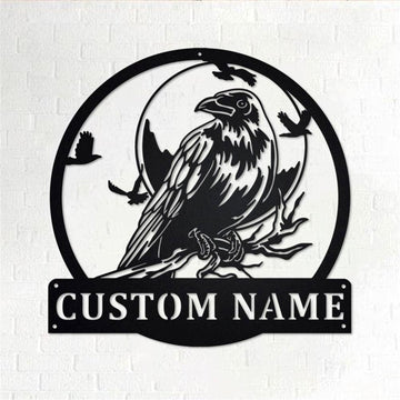 Personalized Metal Monogram Sign, Raven Bird Metal Wall Art, Raven Name Sign, Raven Home Decor RavenRaven Home Decor