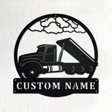 Personalized Metal Monogram Sign, Roll Off Truck Metal Wall Art, Truck Driver Name Sign, Roll Off Truck Home Decor