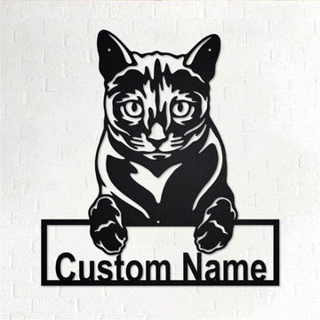 Personalized Metal Monogram Sign, Russian Blue Cat Metal Wall Art, Russian Blue Cat Name Sign, Russian Blue Cat Home Decor