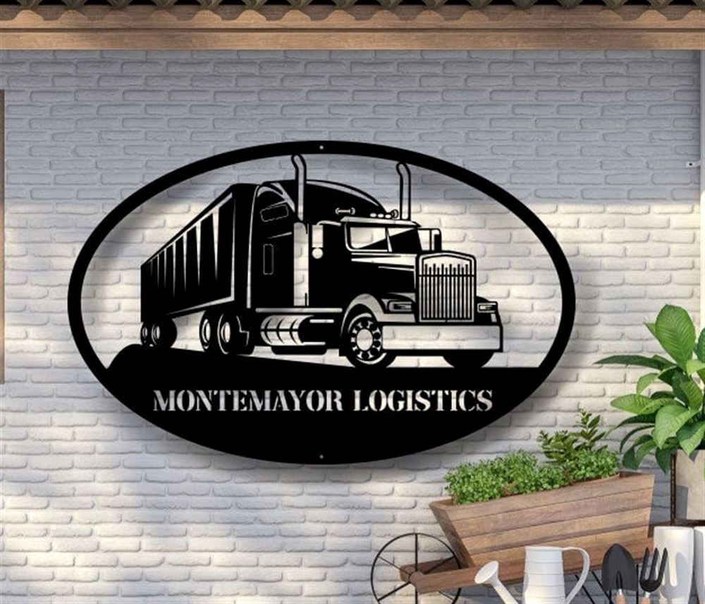 Personalized Metal Monogram Sign, Semi Truck Metal Wall Art, Semi Truck Name Sign, Semi Truck Home Decor