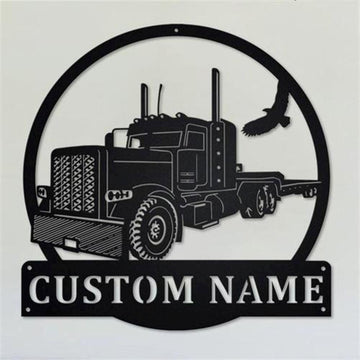 Personalized Metal Monogram Sign, Semi Truck Metal Wall Art, Truck Driver Name Sign, Semi Truck Home Decor