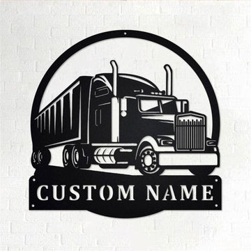 Personalized Metal Monogram Sign, Semi Truck Sign With Text, Semi Truck Monogram, Monogram, Metal Wall Art, Home Decor, Metal Wall Art
