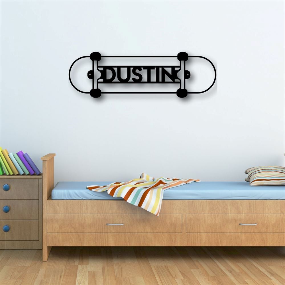 Personalized Metal Monogram Sign, Skateboard Metal Wall Art, Skateboard Name Sign, Skateboard Home Decor
