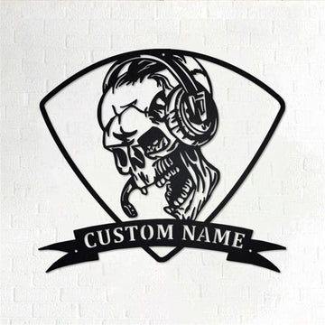 Personalized Metal Monogram Sign, Skull With Piston Biker Metal Wall Art, Biker Name Sign, Biker Home Decor