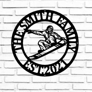 Personalized Metal Monogram Sign, Snow Flake Swirl Monogram Metal Signs, Metal Sign