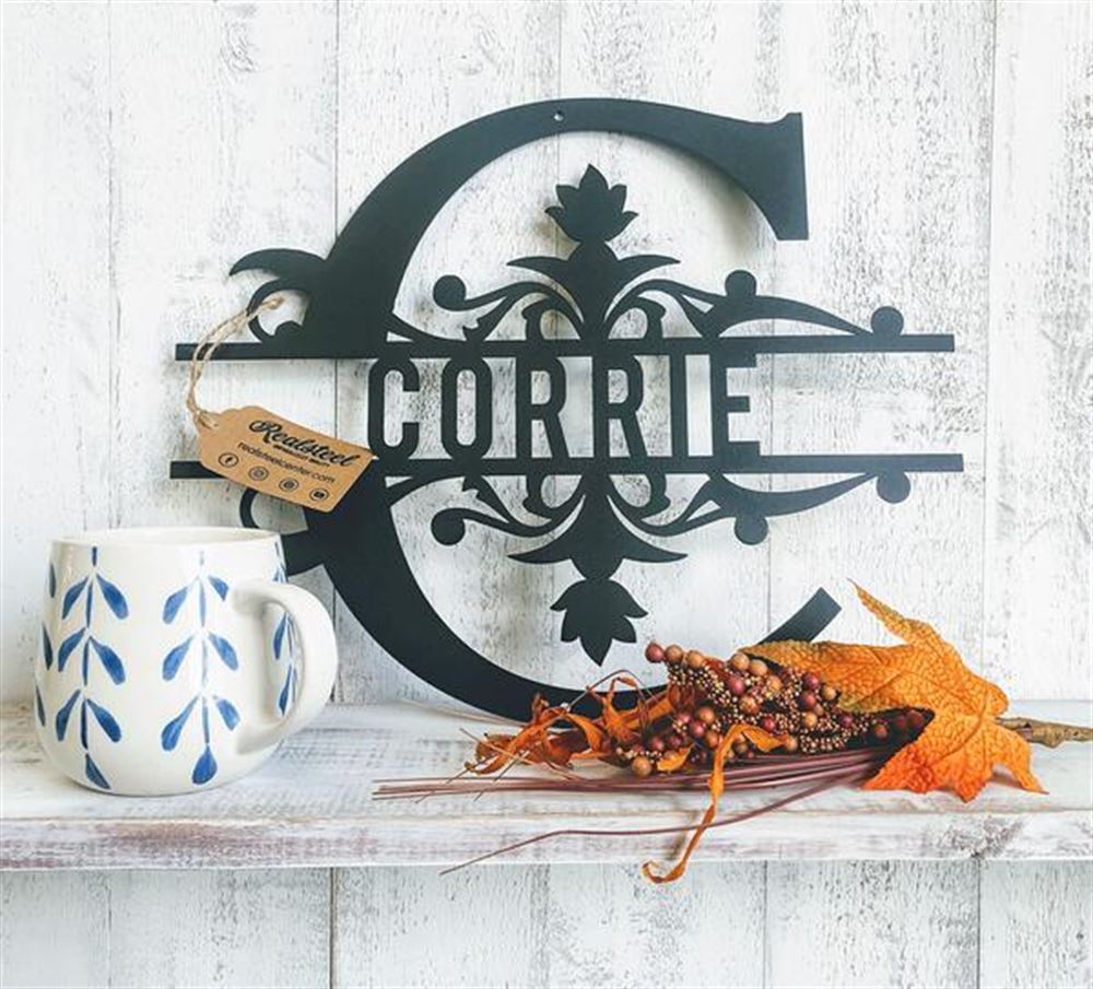 Personalized Metal Monogram Sign, Spooky Customized Metal Signs, Metal Sign