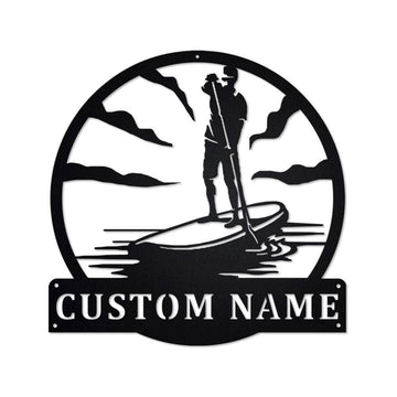 Personalized Metal Monogram Sign, Standup Paddleboarding Metal Sign, Standup Paddleboarding Metal Wall Art, Standup Paddleboarding Metal