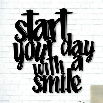 Personalized Metal Monogram Sign, Start Your Day With A Smile Metal Wall Art, Motivational Wall Decor Kitchen Wall Metal Sign, Metal Wall Decor