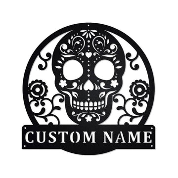 Personalized Metal Monogram Sign, Sugar Skull Metal Sign, Sugar Skull Metal Wall Art, Sugar Skull Metal Wall Decor, Sugar Skull Lover