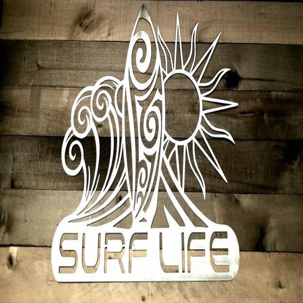 Personalized Metal Monogram Sign, Surf Life Sign, Ocean Decor Metal Surfing Sign, Surfboard Wall Art, Surfing Gift, Beach House Decor