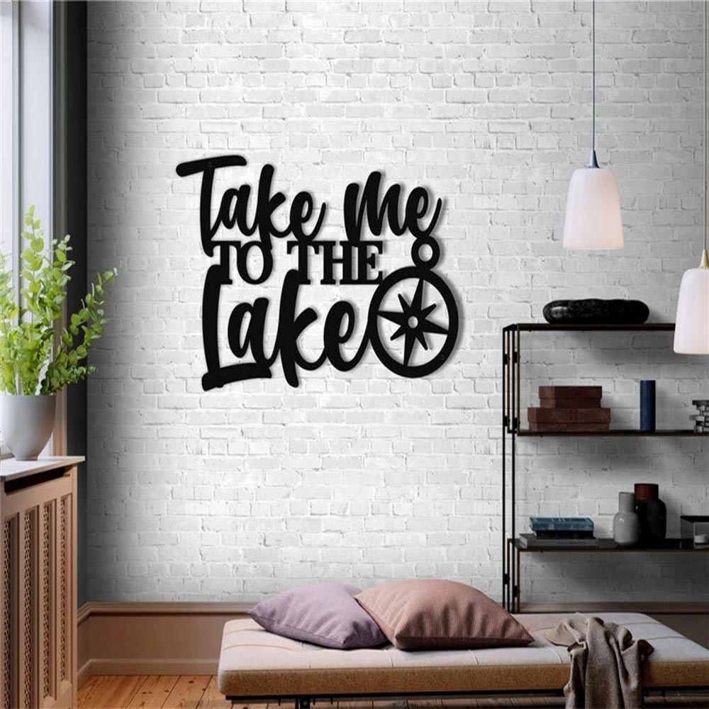 Personalized Metal Monogram Sign, Take Me To The Lake Metal Wall Sign, Lake House Metal Wall Art, Metal Wall Decor, Lake House Word Decor