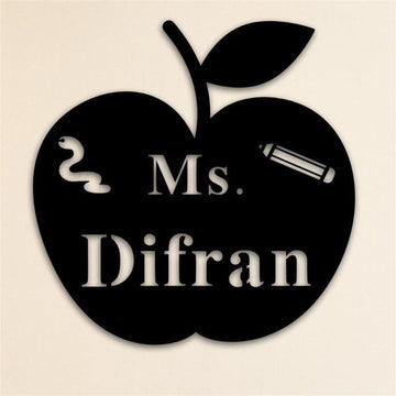 Personalized Metal Monogram Sign, Teacher Appreciation Gift, With Name Classroom Decor, Teacher Sign, Teacher Apple Sign End Of The Year