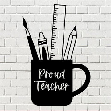 Personalized Metal Monogram Sign, Teacher Gift, Teacher Appreciation Gifts, Proud Teacher Wall Hanger, Wall Art Classroom, Art Decor Teacher