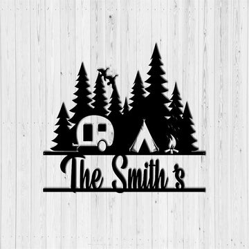 Personalized Metal Monogram Sign, The Smith's Metal Sign, Wall Decor, Outdoor Decor, Camping Decor