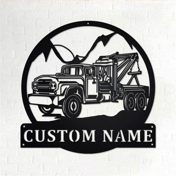 Personalized Metal Monogram Sign, Tow Truck Metal Wall Art, Tow Truck Name Sign, Tow Truck Metal Home Decor