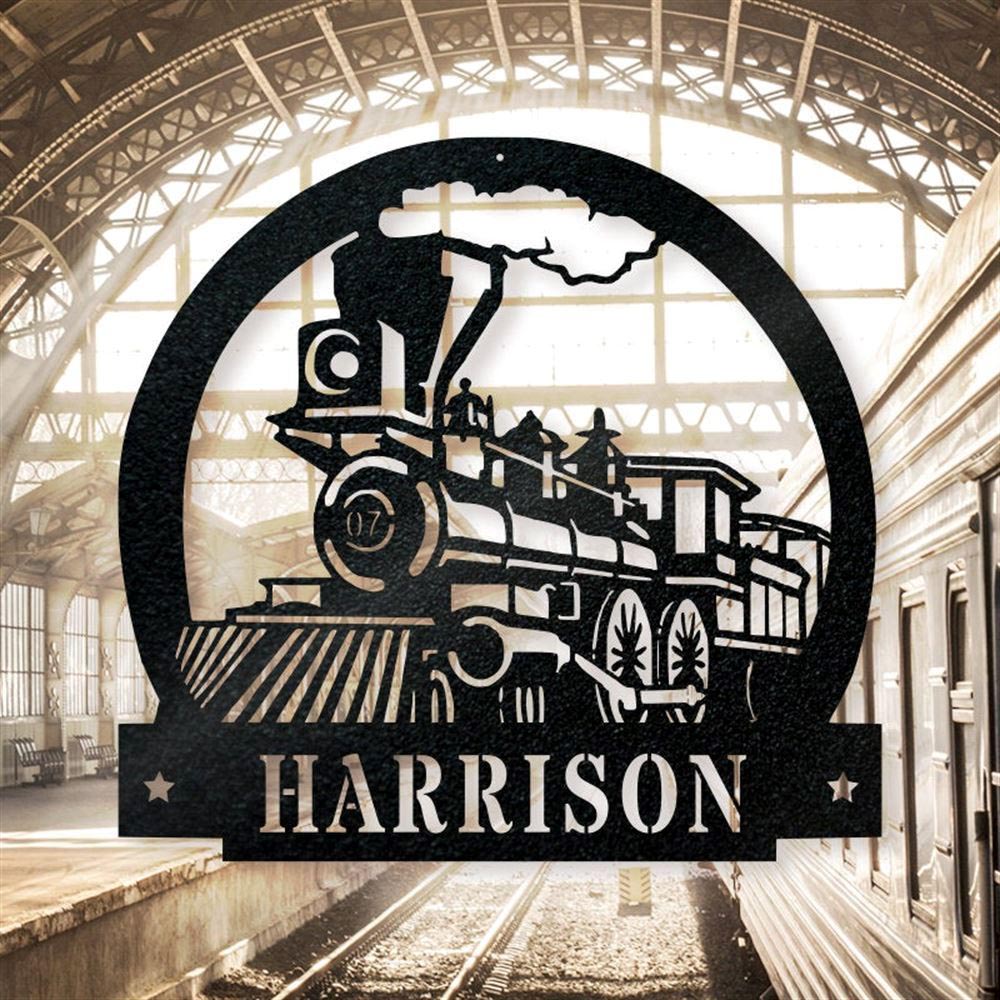 Personalized Metal Monogram Sign, Train Metal Sign, Metal Wall Decor, Metal Name Sign, christmas Gift For Him Fathers Day Gift