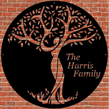 Personalized Metal Monogram Sign, Tree Of Life Tree Fireplace Porch Metal Sign, Wedding Gift, Housewarming Gift, Weatherproof Metal