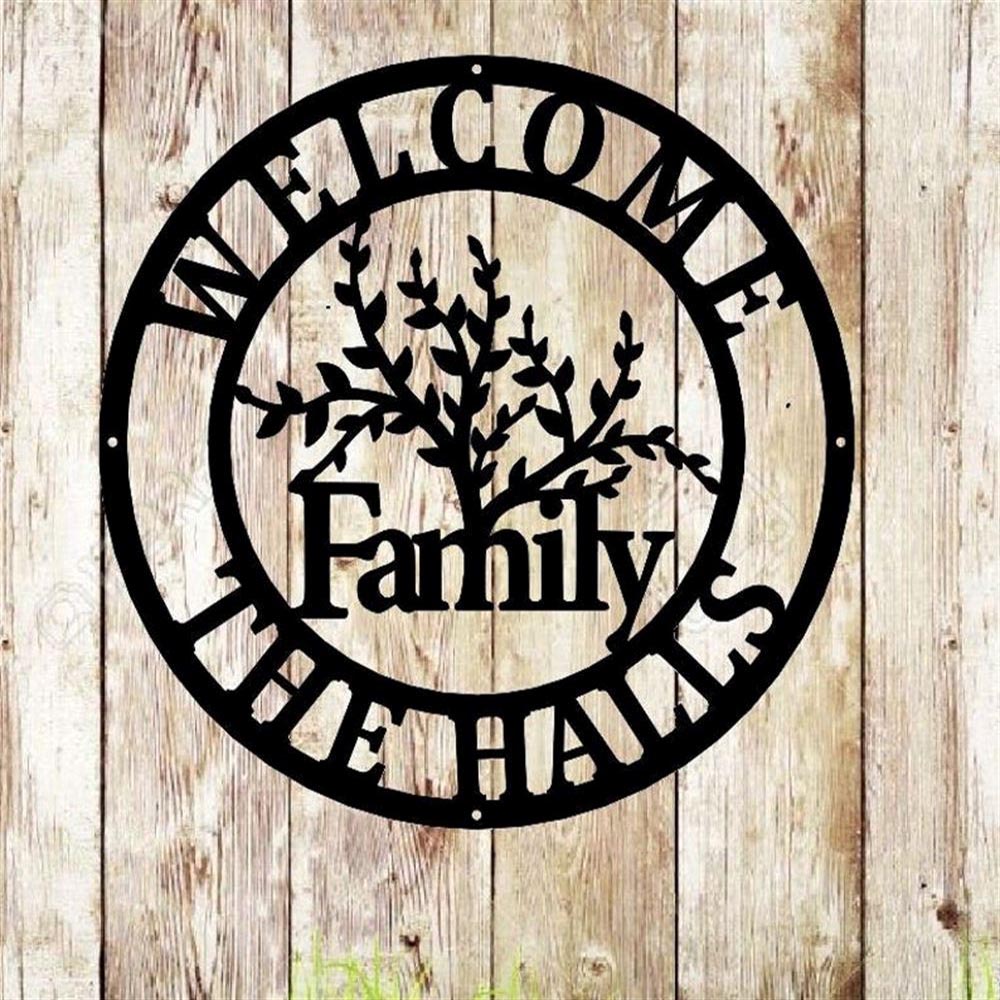 Personalized Metal Monogram Sign, Tree Of Life Wall Decor Round Tree Sign, Metal Home Decoration, Outdoor Family, Tree Art Olive Metal Wallart Modern