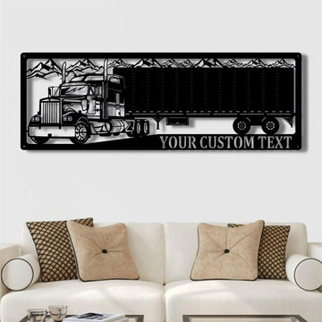 Personalized Metal Monogram Sign, Trucking Sign, Semi Truck And Trailer Picture Semi Truck Metal Wall Decor, Ation Company Name Extra Metal Wall