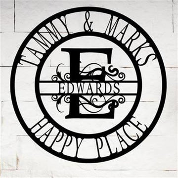 Personalized Metal Monogram Sign, Ultimate Swirl Monogram Customized Metal Signs, Living Room Decor