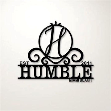 Personalized Metal Monogram Sign, Unique Metal Steel Gauge Metal Wall Sign, With Monogram Last Name, Marriage Year And Wedding Location Perfect