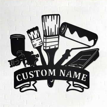 Personalized Metal Monogram Sign, Wall Painting Tools Metal Wall Art, Painter Name Sign, Wall Painting Metal Home Decor