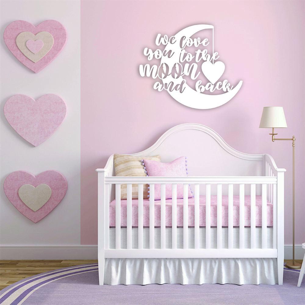 Personalized Metal Monogram Sign, We Love You To The Moon And Back Metal Sign, Perfect For The Children's Bedroom Or Nursery