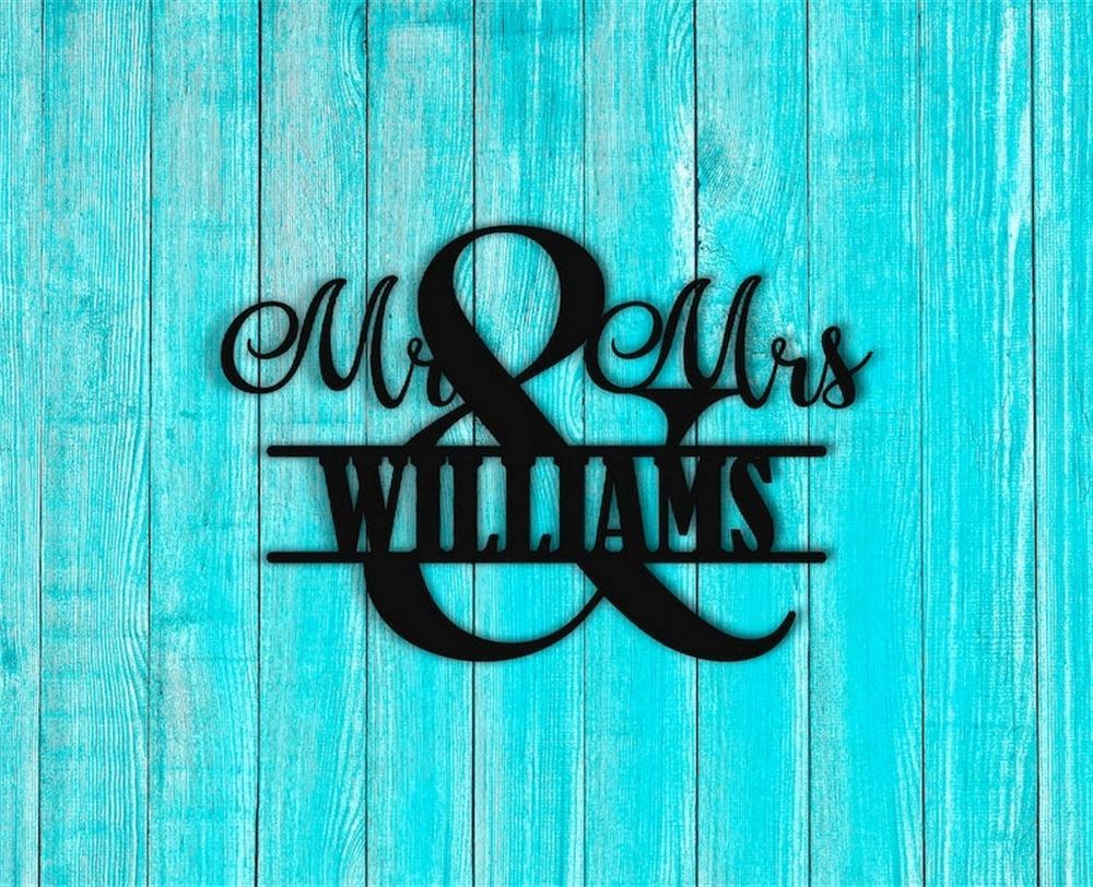 Personalized Metal Monogram Sign, Wedding Name Sign, Mr And Mrs Metal Wall Sign, Wedding Gift, Wedding Metal Wall Sign, Family Name Metal