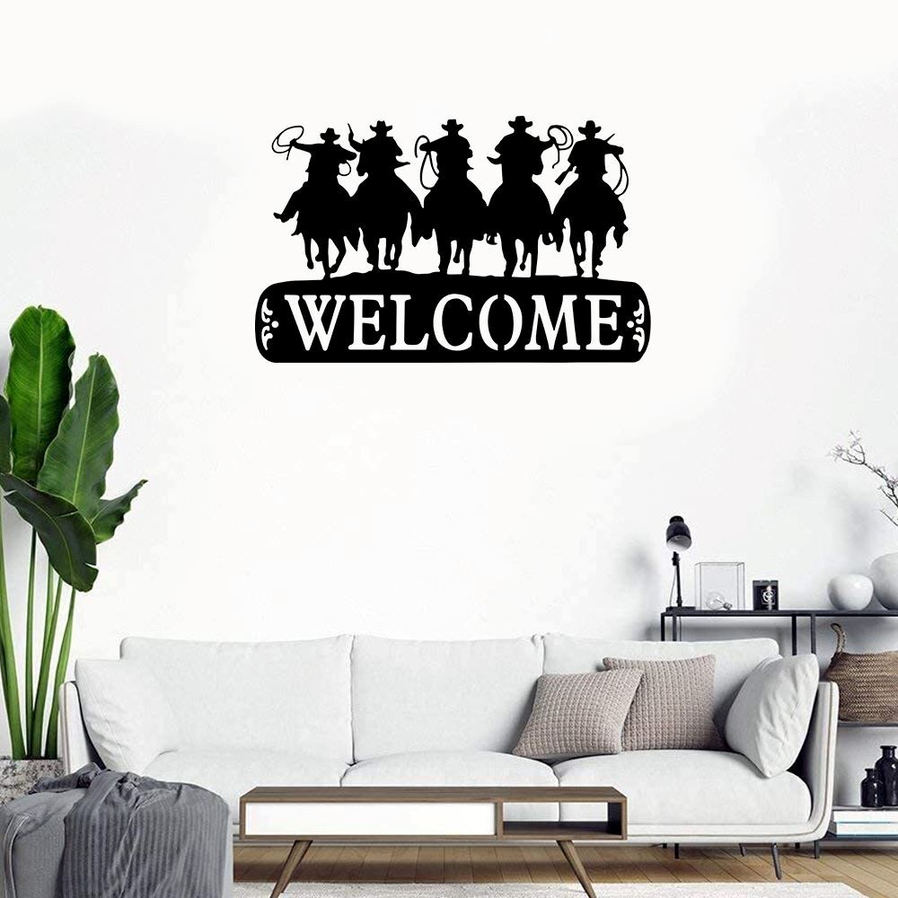 Personalized Metal Monogram Sign, Welcome Horse And Cowboy Mounted Cowboy Metal Sign, Horse Metal Sign, Horseshoe Art, Western Decor Initial