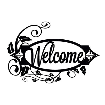 Personalized Metal Monogram Sign, Welcome Metal Sign, With Vines, Black Metal Wall Art, Outdoor Sign, House Sign, Door Sign