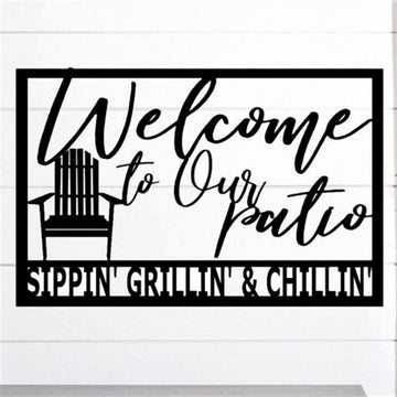 Personalized Metal Monogram Sign, Welcome Patio Sign, Patio Sign, Welcome To Our Patio Sign, Metal Patio Sign, Metal Welcome To Our Patio Sign