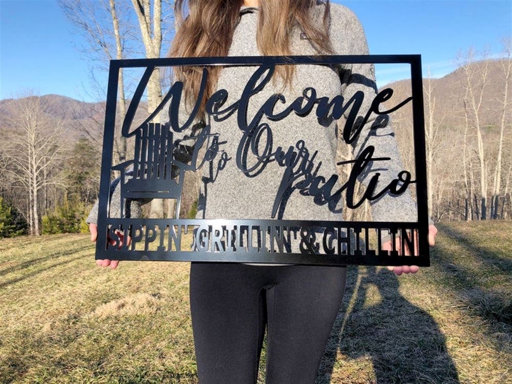 Personalized Metal Monogram Sign, Welcome Patio Sign, Patio Sign, Welcome To Our Patio Sign, Metal Patio Sign, Metal Welcome To Our Patio Sign