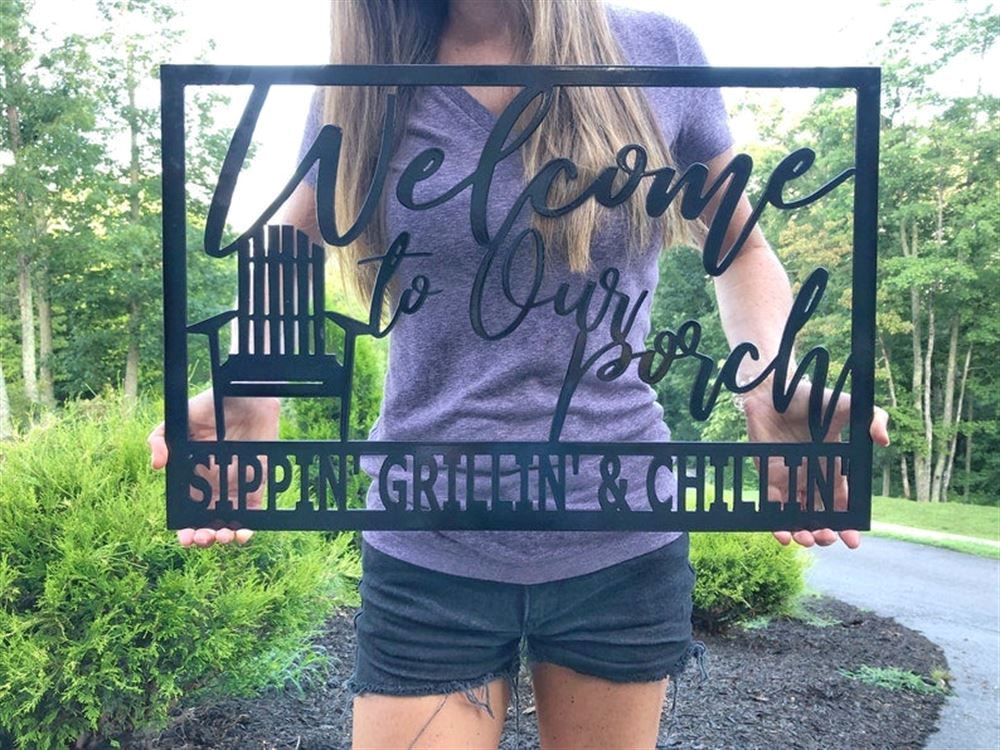 Personalized Metal Monogram Sign, Welcome Porch Sign, Porch Sign, Welcome To Our Porch Sign, Metal Porch Sign, Metal Welcome To Our Porch Sign