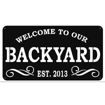 Personalized Metal Monogram Sign, Welcome To Our Backyard Sign Cut Metal Sign, Wall Decor Metal Sign, Home Decor Metal Art