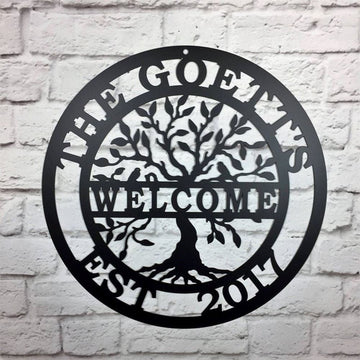 Personalized Metal Monogram Sign, Welcome Tree Of Life With Name Wall Family Tree, Tree Of Life Wedding Gift, Family Metal Wall Decor