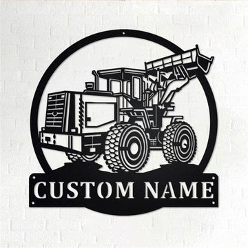 Personalized Metal Monogram Sign, Wheel Loader Bulldozer Metal Wall Art, Truck Driver Name Sign, Wheel Loader Home Decor
