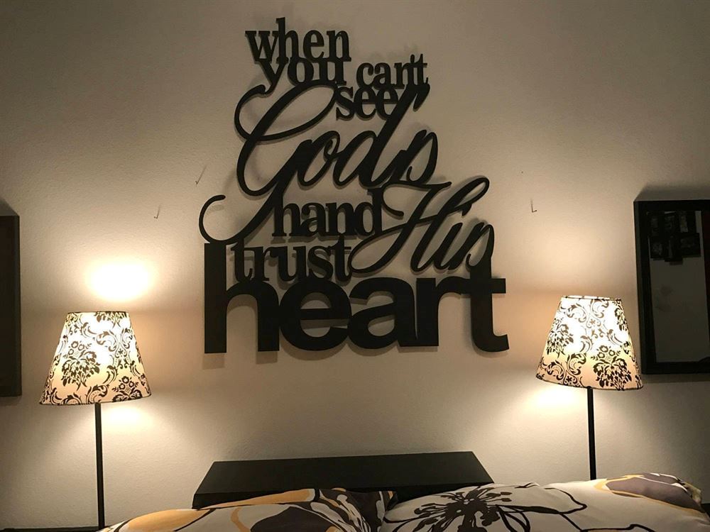 Personalized Metal Monogram Sign, When You Can't See God's Hand Trust His Heart Metal Wall Hang