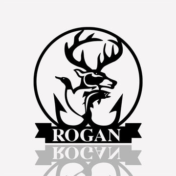 Personalized Metal Monogram Sign, Wildlife Sign, Fishing Camp Hunting Sign, Welcome Sign, Deer Sign, Deer Bass Sign, Hunting Camp Fishing