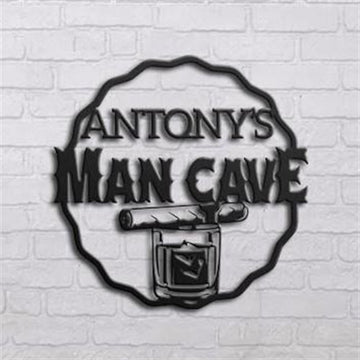 Personalized Metal Monogram Sign, Wine Lovers Name Metal Wall Art, Cut Metal Sign, Living Room Decor