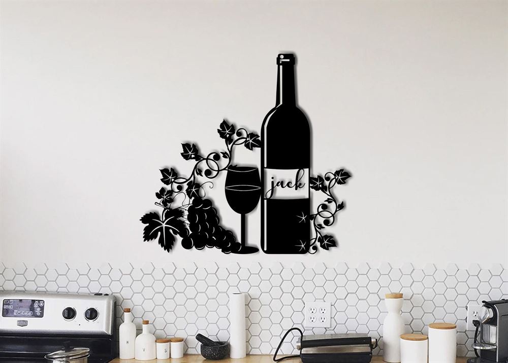 Personalized Metal Monogram Sign, Wine Metal Sign, Wine Decor Dining Decor, Wine Lover Metal Wall Decor, Wall Hanging Metal Wall Art