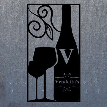 Personalized Metal Monogram Sign, Wine Sign Wine Name Sign, Metal Sign, Wall Decor Cellar Sign, Wine Rack Sign, Rustic Gift For Him, Gift For Her
