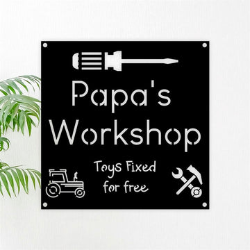 Personalized Metal Monogram Sign, Workshop Signs, For Grandpa Papa Poppa Pappy Or Daddy Toys Fixed For Free Metal Sign
