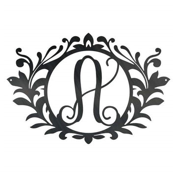 Personalized Metal Monogram Sign, Wreath Monogram Initial Customized Metal Signs, Metal Sign